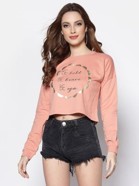 sera pink cotton printed sweatshirt