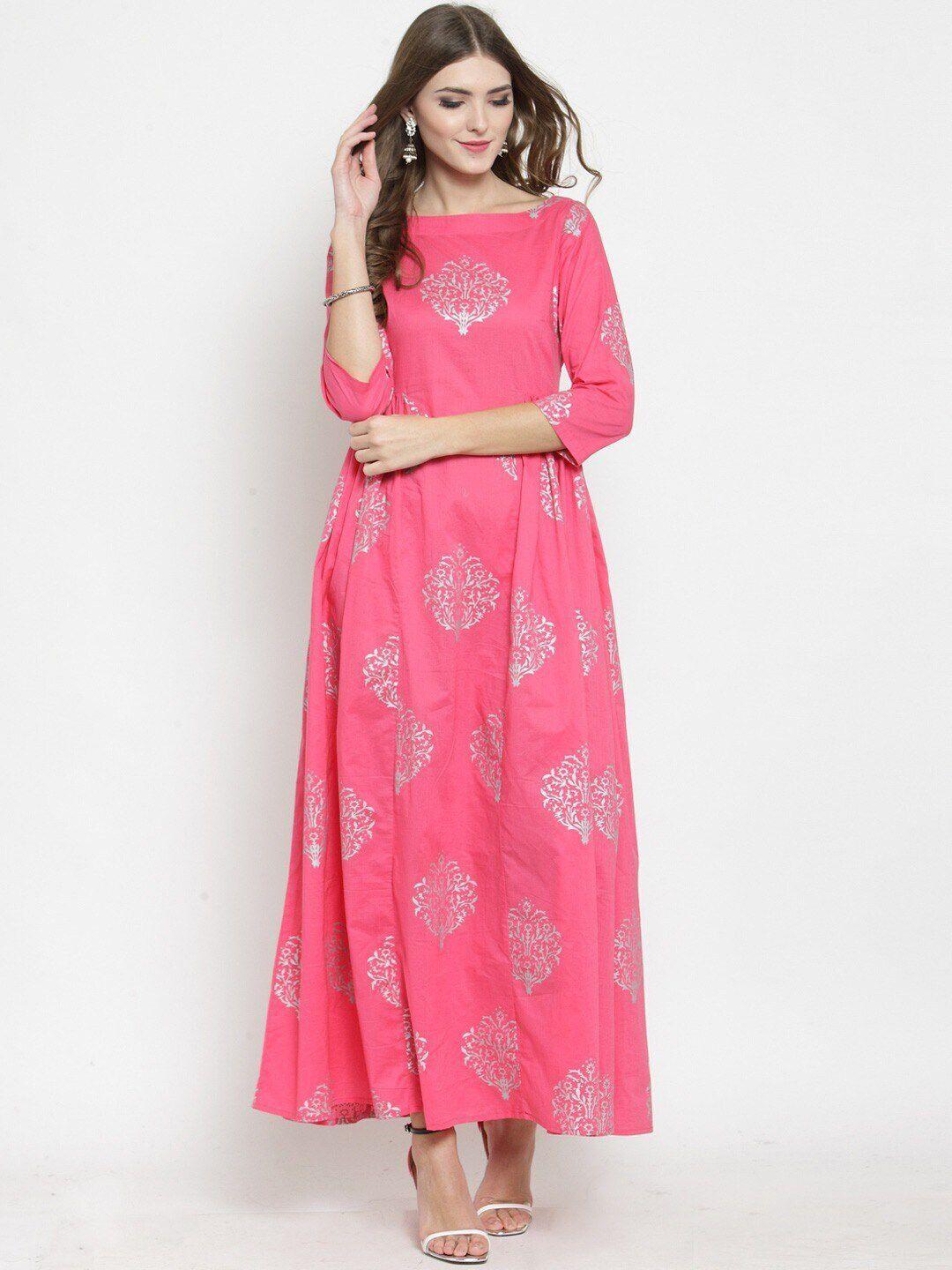 sera pink ethnic motifs ethnic maxi dress