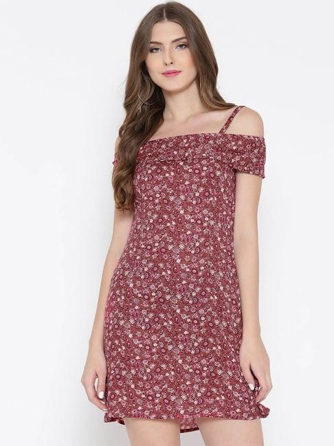 sera red floral print dress