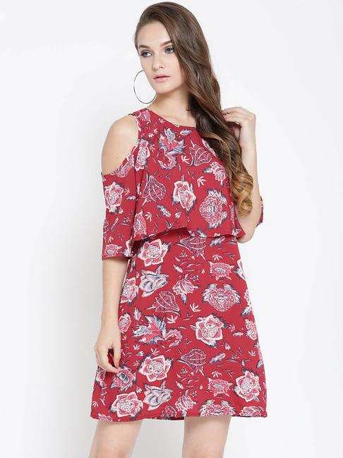 sera red floral print dress