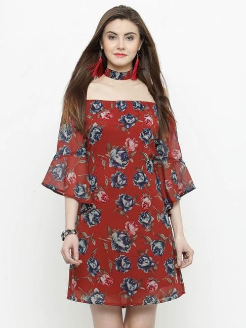 sera red floral print dress