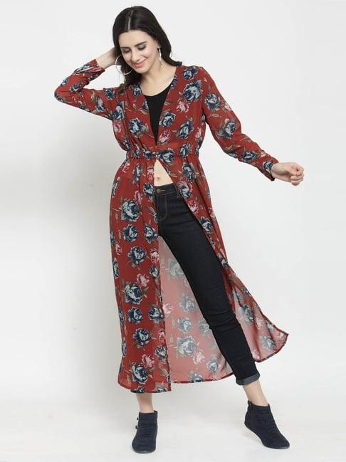 sera rust printed longline shrug