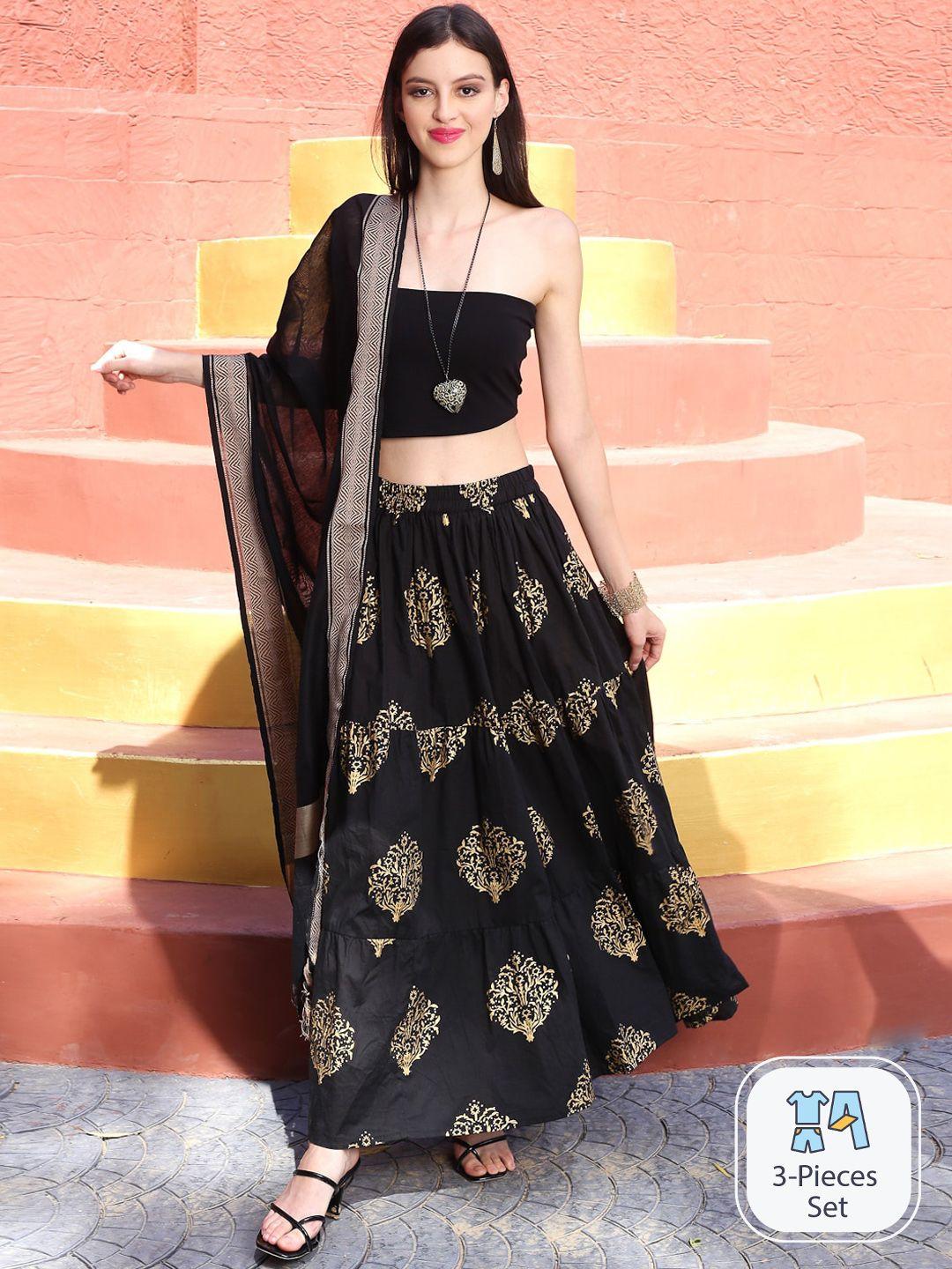 sera strapless tube ethnic top with skirt & dupatta