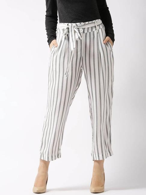 sera white & grey striped pants