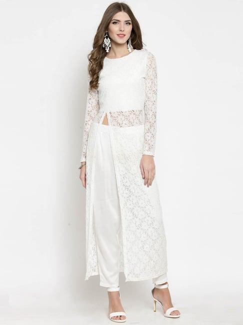 sera white lace kurta