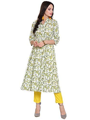 sera women's cotton anarkali kurta (la5094_green_medium)