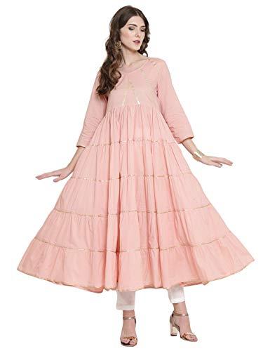 sera women's cotton anarkali kurta (la5107_peach_medium)