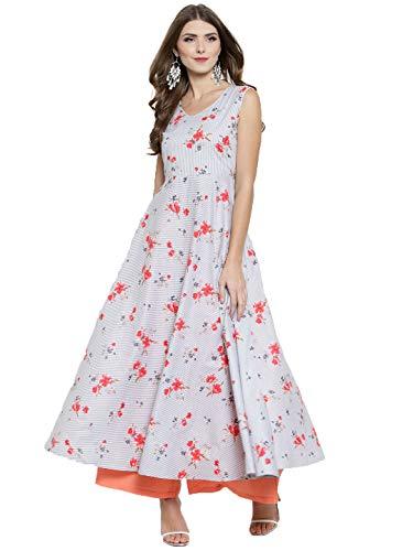 sera women's cotton floral kurta (la5072_grey_x-large)