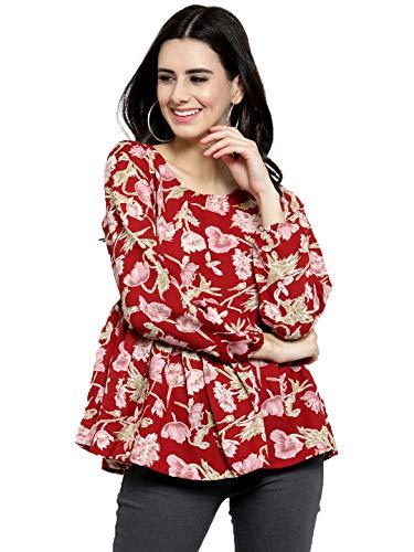 sera women's floral regular fit top (la2389_maroon x-large)