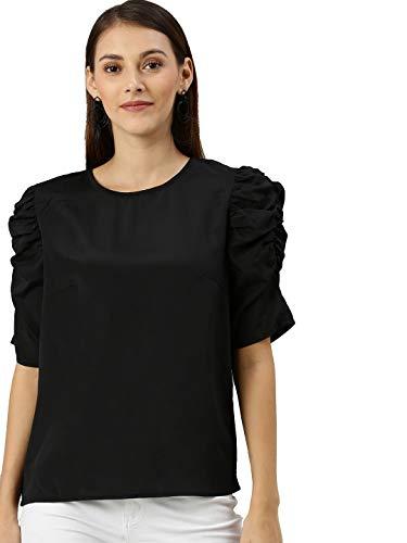 sera women's plain regular fit shirt (la2811_black large)