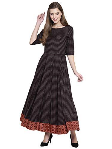 sera women's rayon anarkali kurta (la5122_black_x-large)