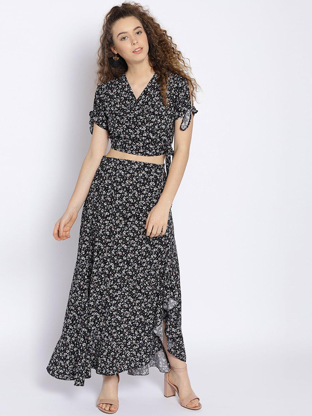 sera women black & white printed two-piece dress