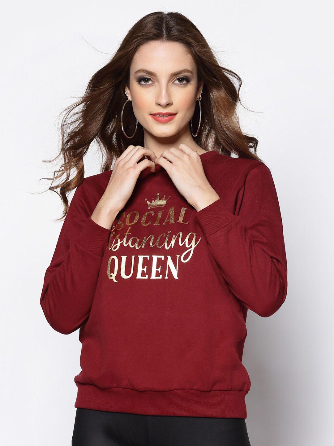 sera women burgundy printed sweatshirt