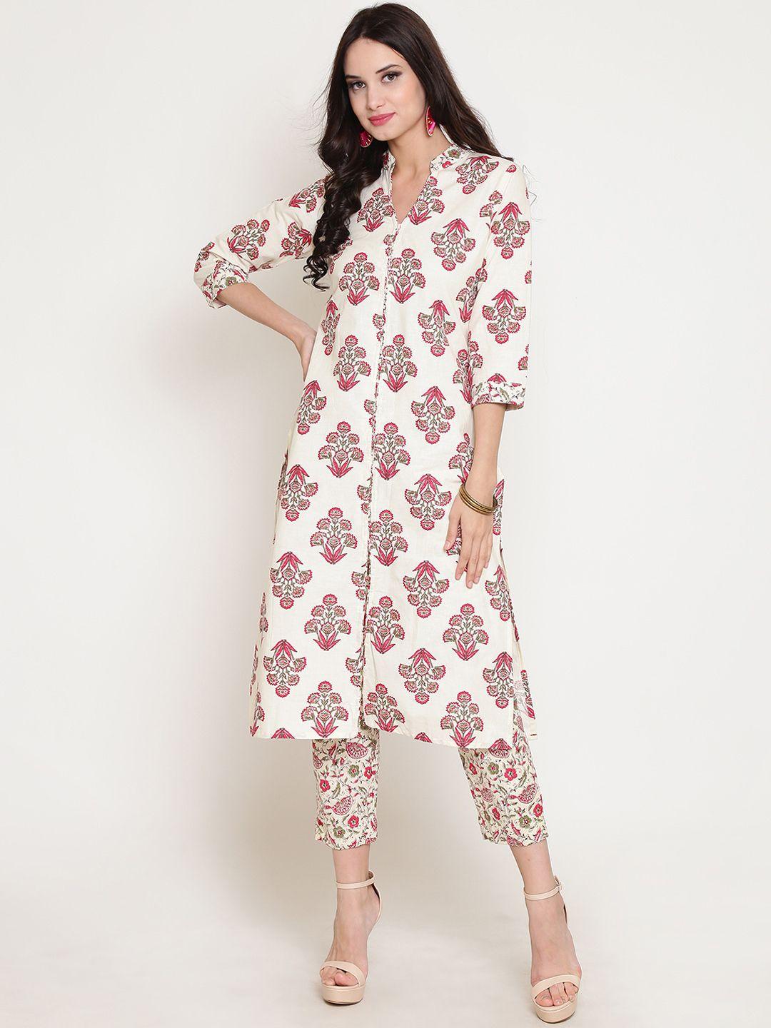 sera women off-white printed straight kurta