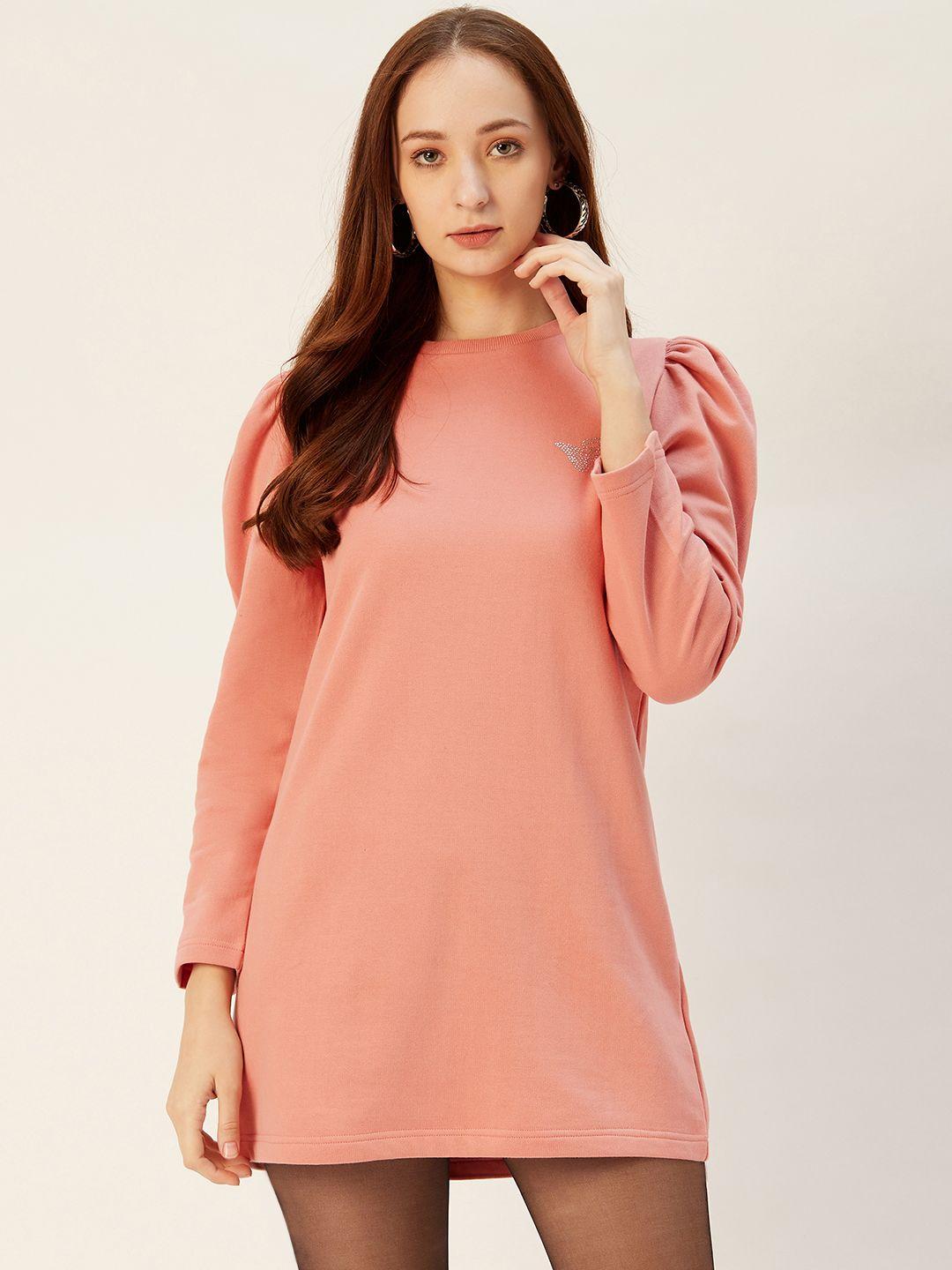 sera women peach-coloured solid sweatshirt