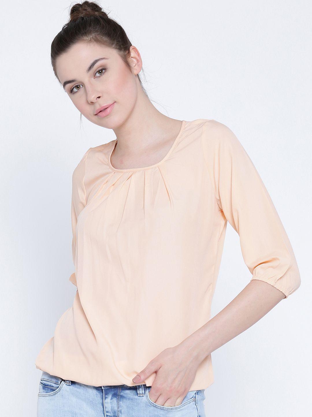 sera women peach-coloured solid top