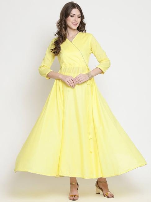 sera yellow & white regular fit kurta with pants