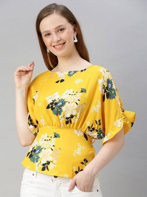 sera yellow floral print top