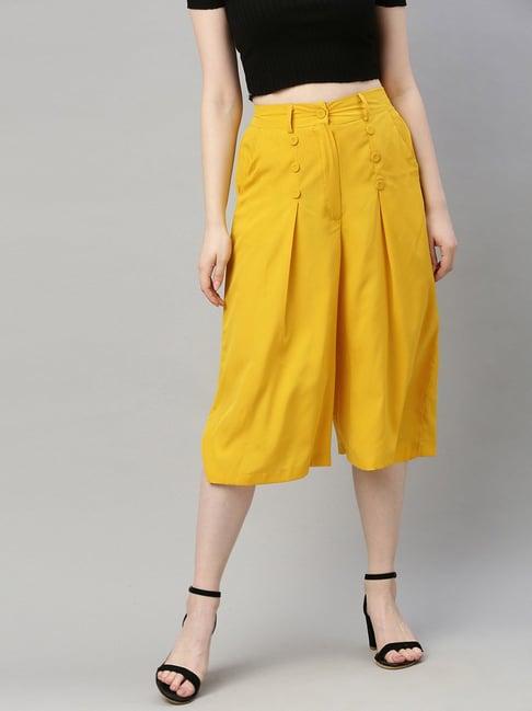 sera yellow regular fit culottes