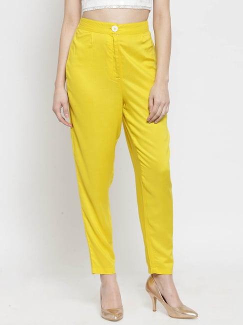 sera yellow regular fit pants