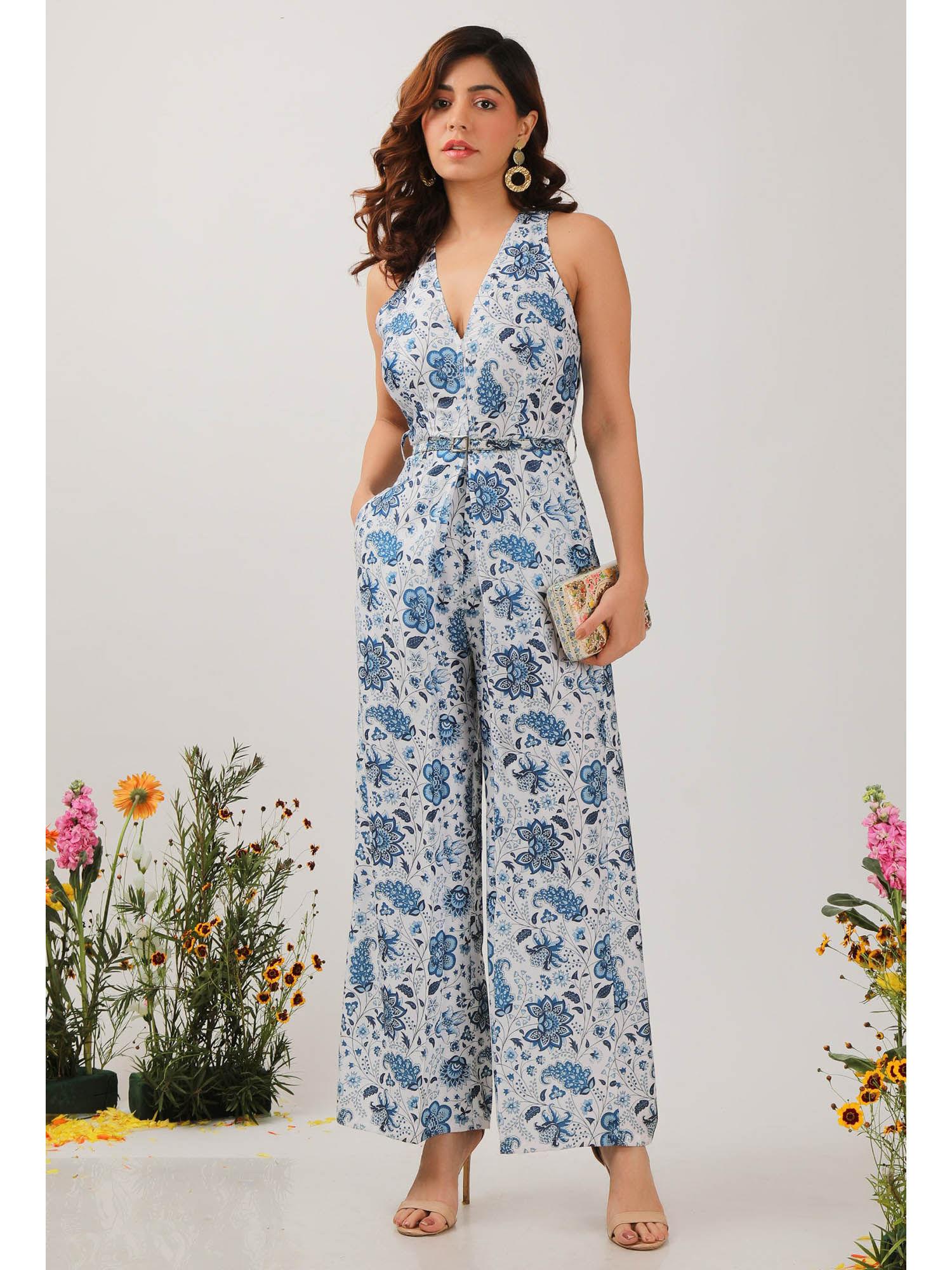 serena floral chintz jumpsuit with belt (set of 2)