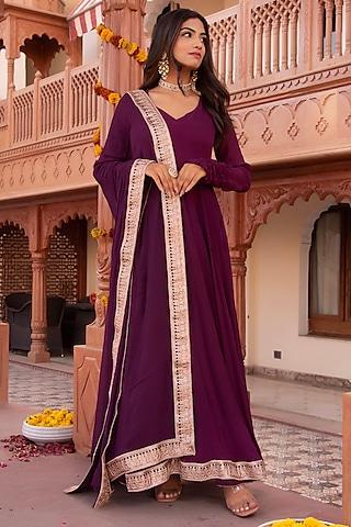 serene wine georgette anarkali set