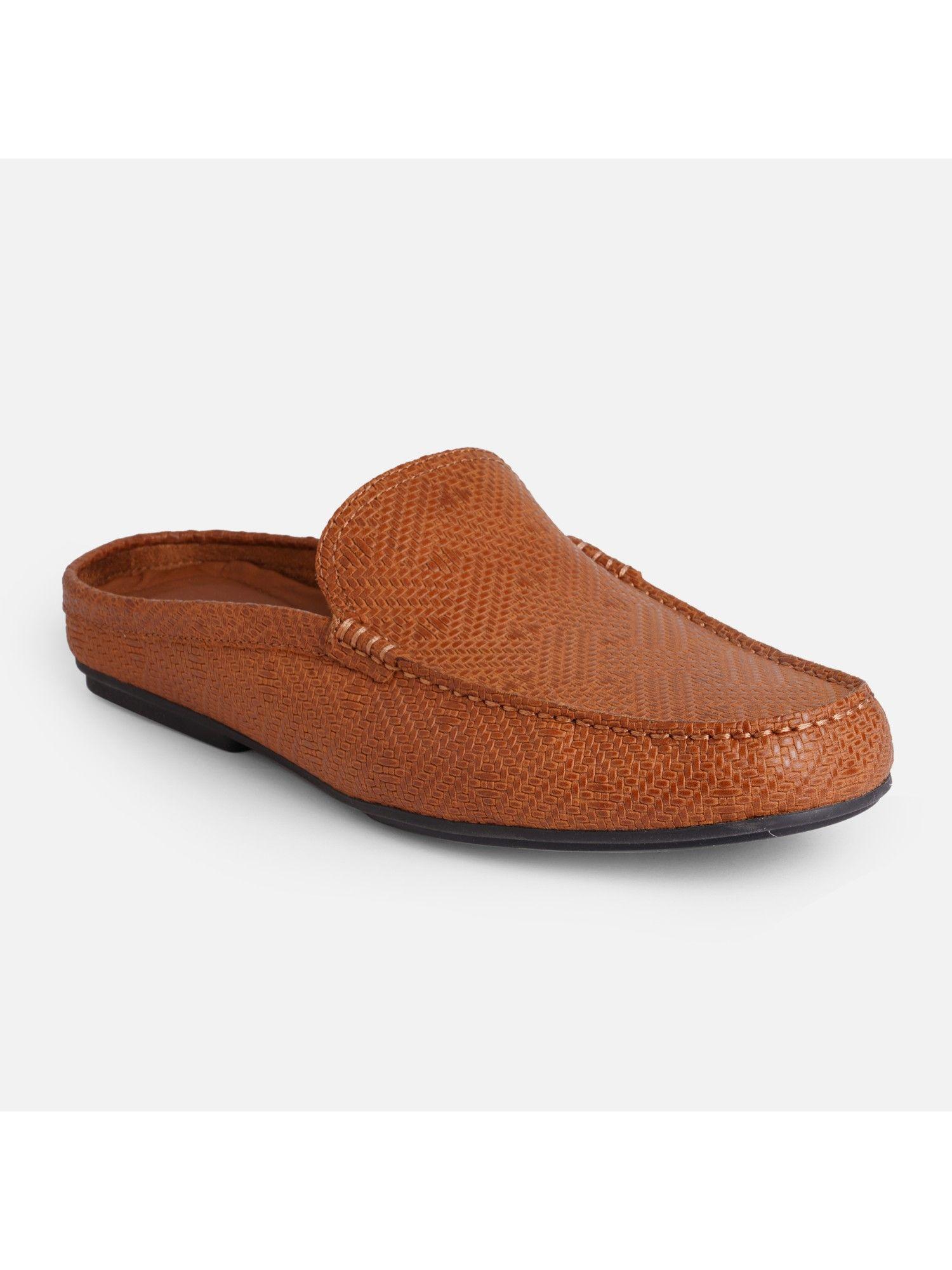 sereno leather tan textured mules