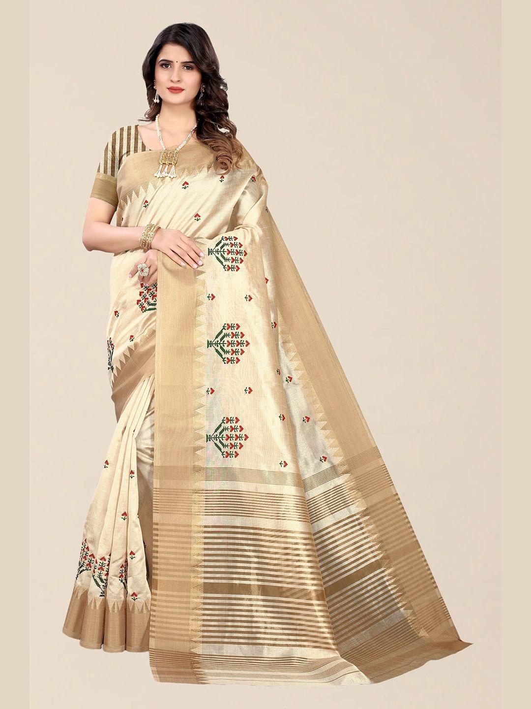 serona fabrics  floral zari silk cotton mysore silk saree