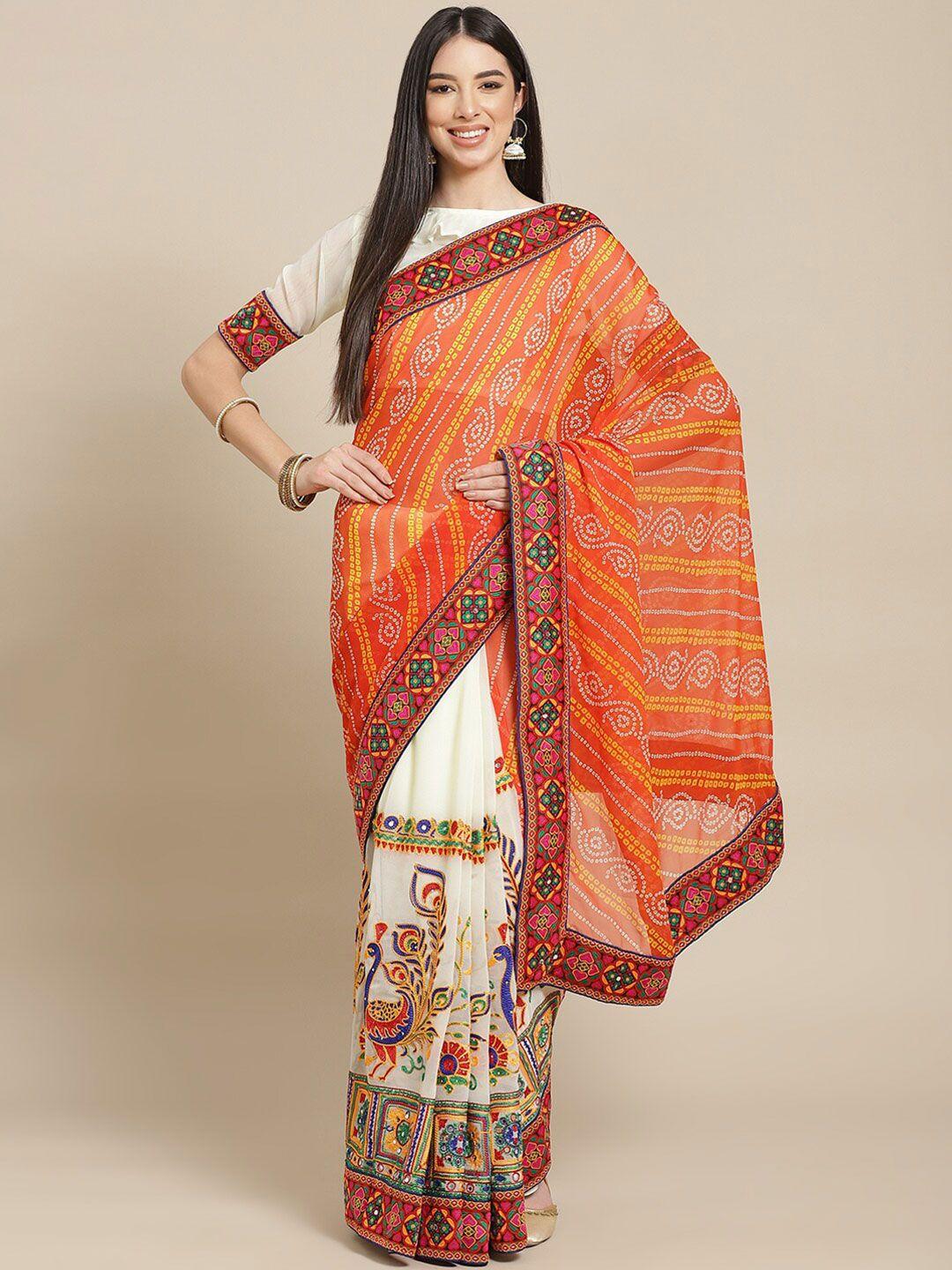 serona fabrics bandhani printed embroidered pure georgette bandhani saree