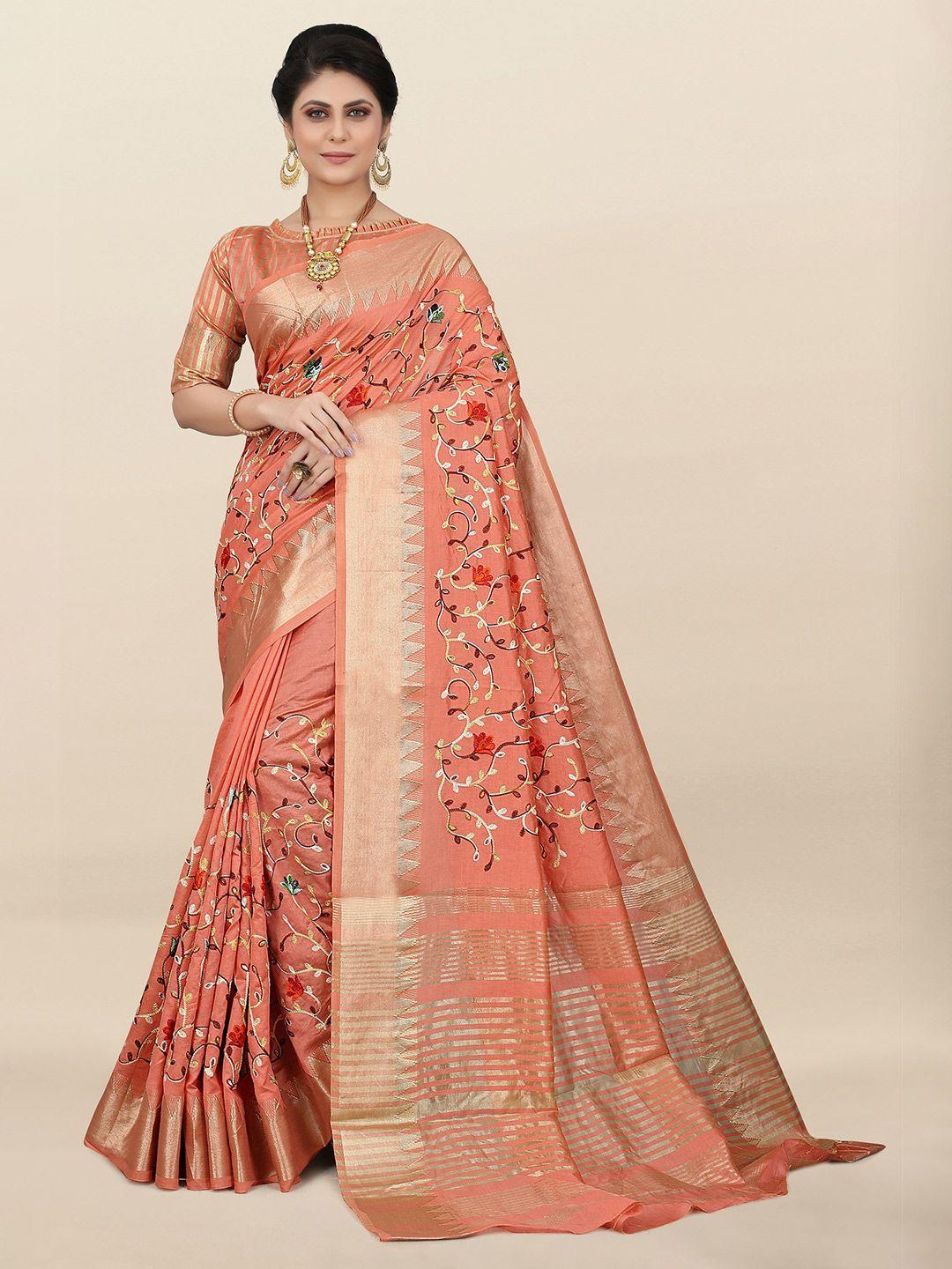 serona fabrics embroidered silk cotton mysore silk saree