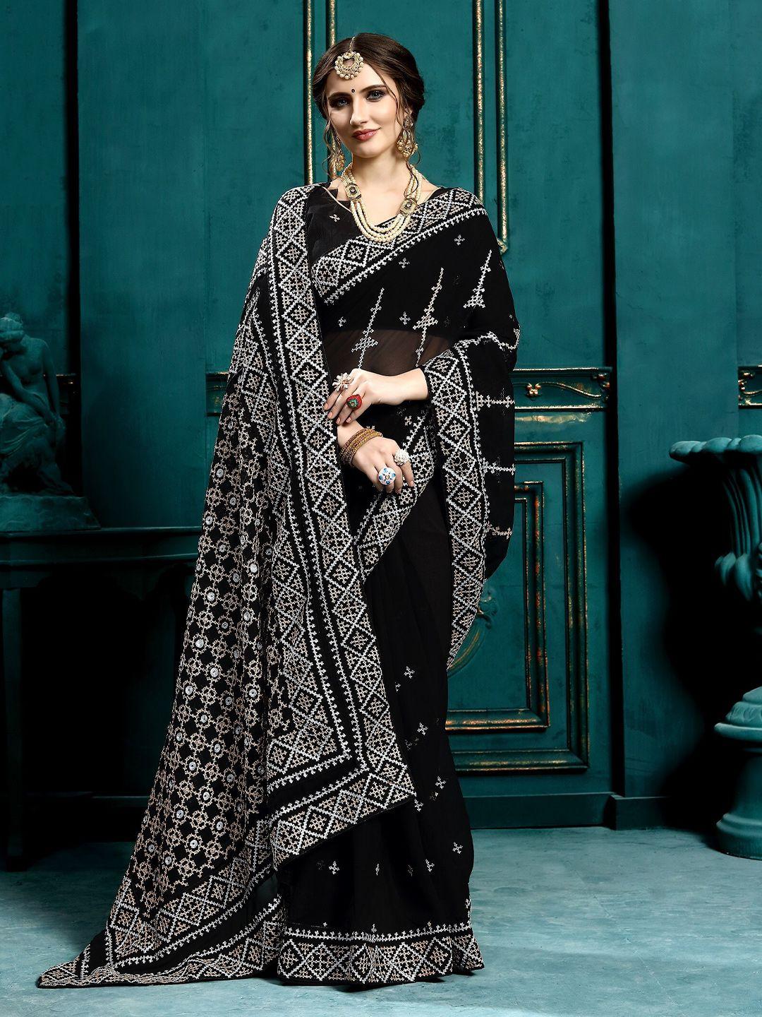 serona fabrics ethnic motifs embroidered pure georgette saree