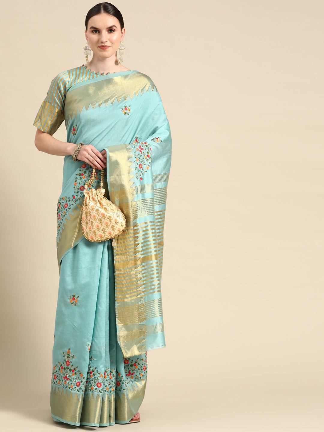 serona fabrics floral embroidered mysore silk cotton saree