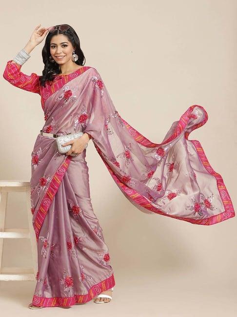 serona fabrics pink embellished saree with unstitched blouse