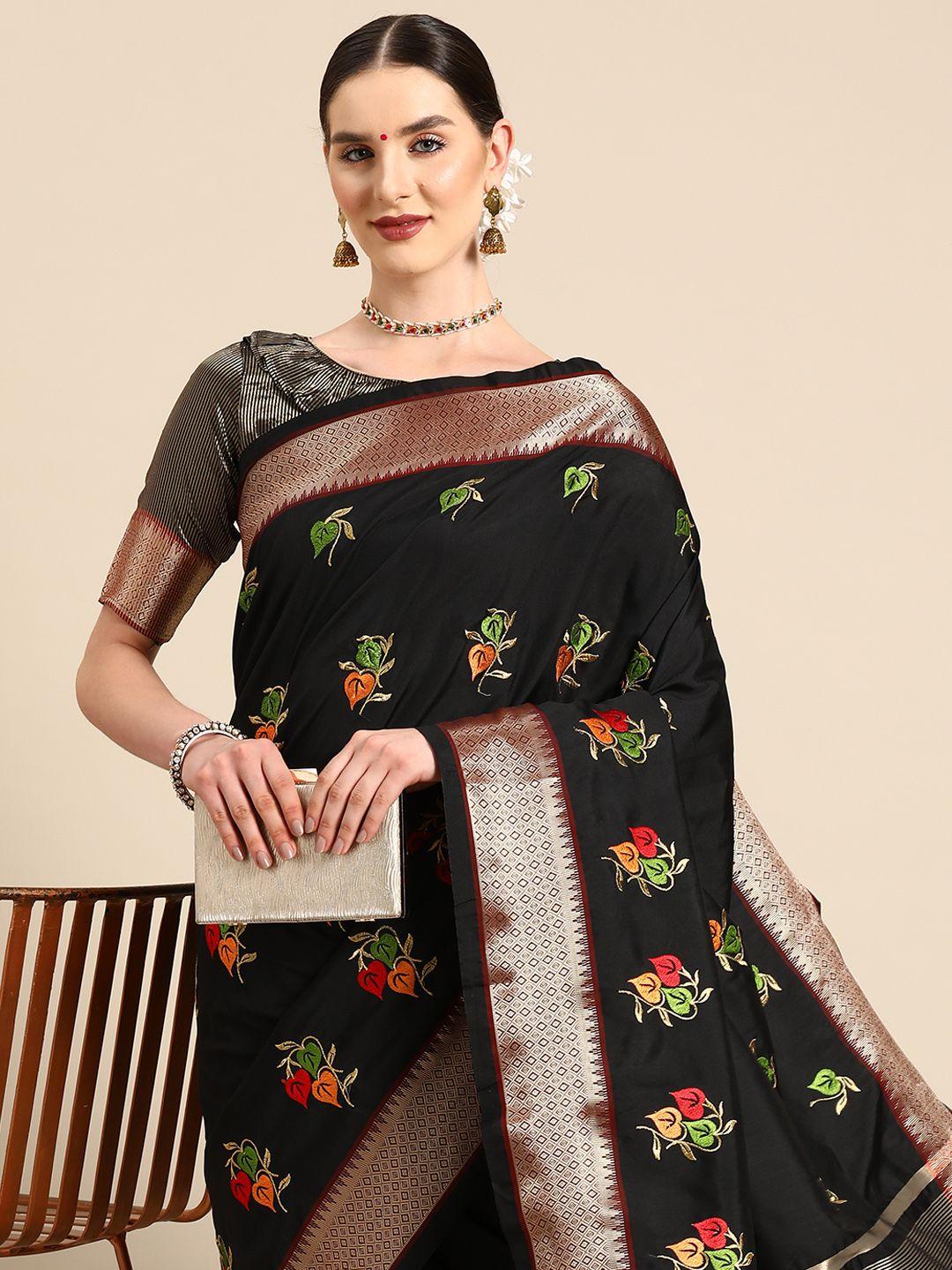 serona fabrics silk cotton woven design embroidered banarasi saree with blouse piece