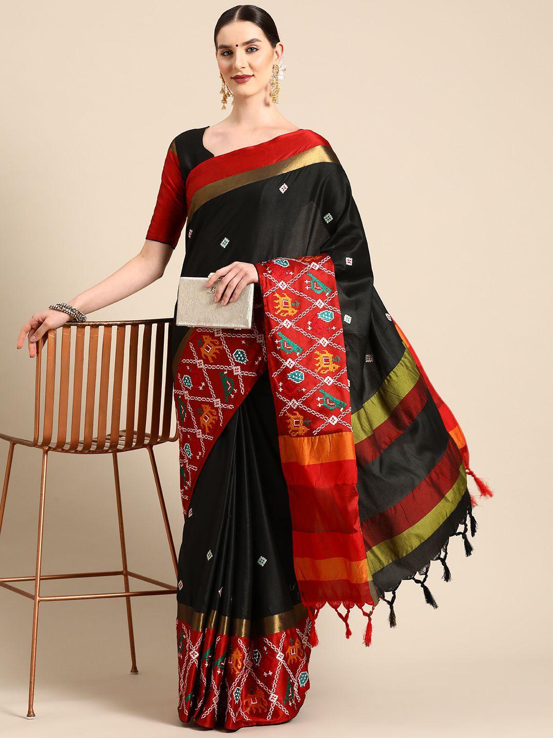 serona fabrics silk cotton woven design embroidered patola saree with blouse piece