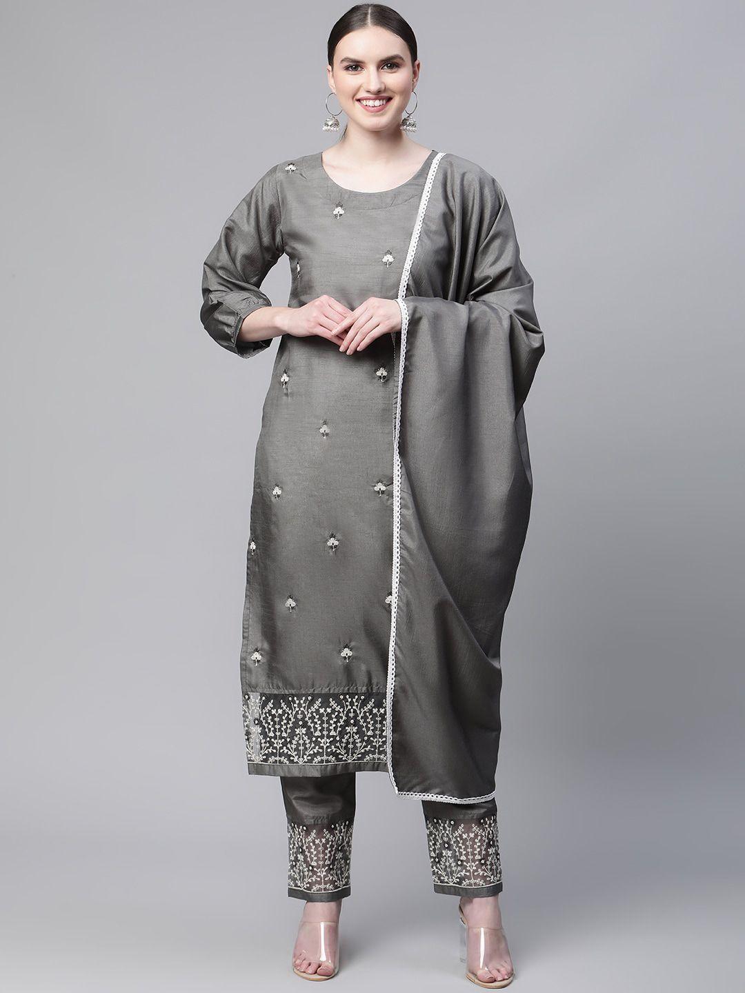 serona fabrics women embroidered kurta with trousers & dupatta
