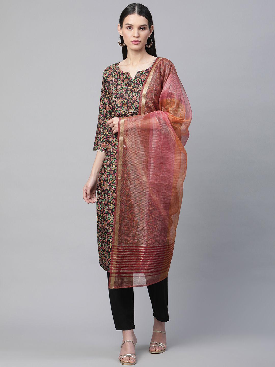 serona fabrics women ethnic motifs printed gotta patti kurta with trousers & with dupatta