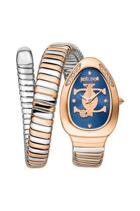 serpente logo dark blue dial stainless steel analog watch for women - jc1l227m0085