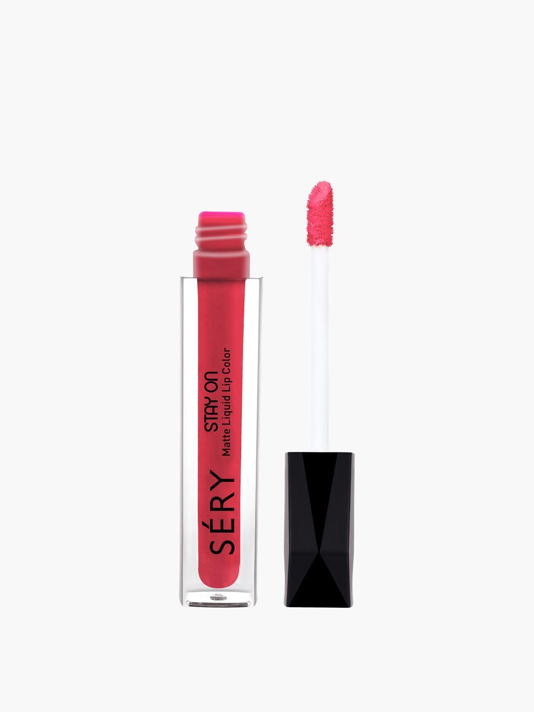 sery stay on matte liquid lip color with vitamin e 5ml - coral rush 23