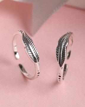set of 2 925 sterling silver leaf toe rings