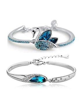 set of 2 crystal embellished bracelets