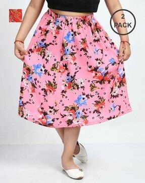 set of 2 floral print straight skirts