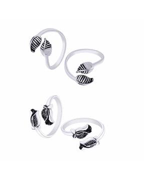 set of 2 silver-plated adjustable toe-rings