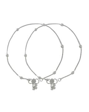 set of 2 silver-plated chain-style anklets