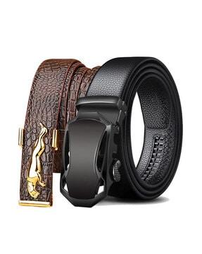 set of 2 wide belts with buckle closer