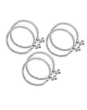 set of 3 silver-plated anklets