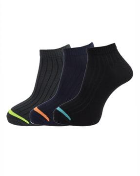 set of 3 striped ankle-length socks