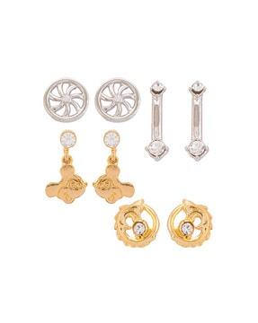 set of 4 crystal stud earrings