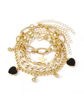 set of 4 gold-plated link bracelets