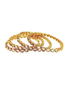 set of 4 gold-plated stone-studded bangles